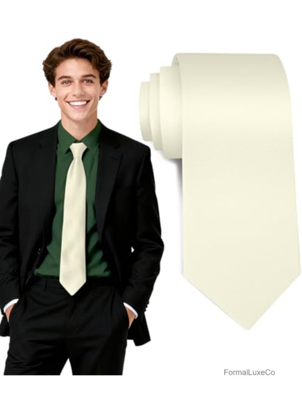 Formal Necktie for Men - Solid Color Microfiber Satin Tie for Business Wedding